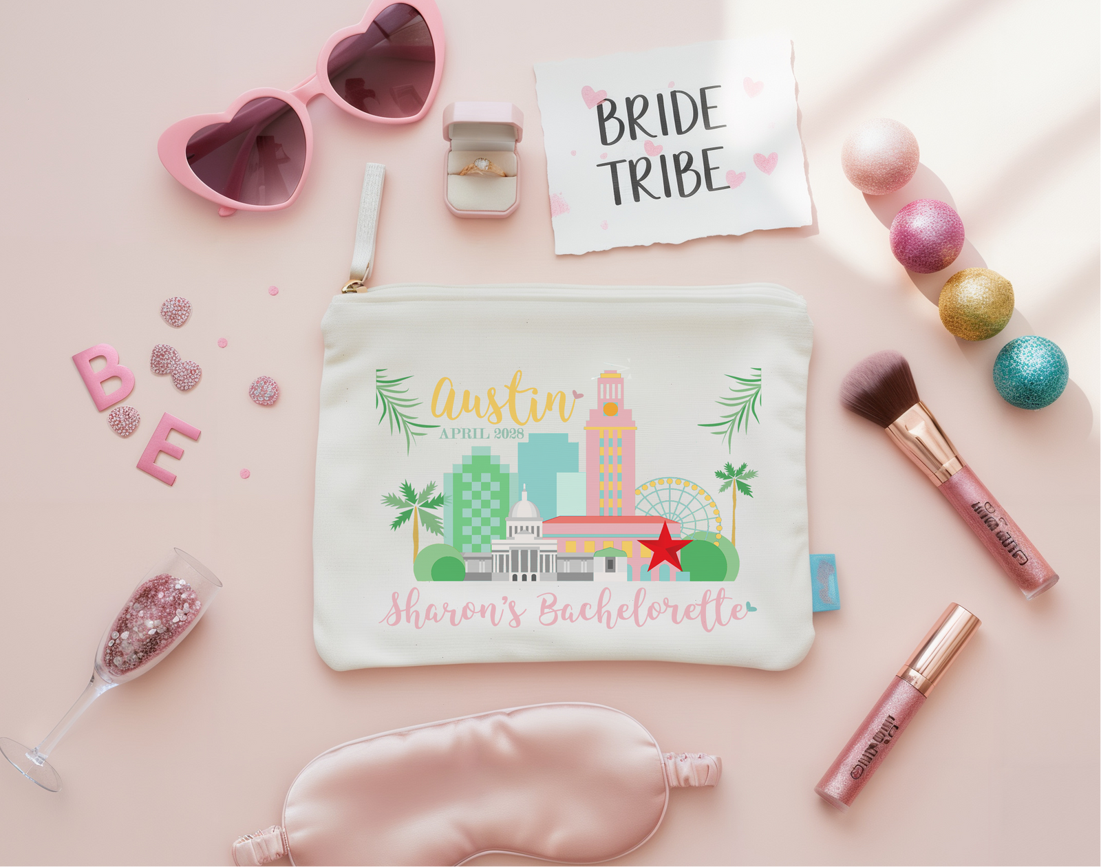 Personalized Canvas Makeup Bag for Bachelorette Parties by Ilu.Lily