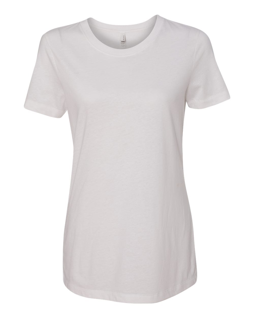 A plain white t-shirt with short sleeves.