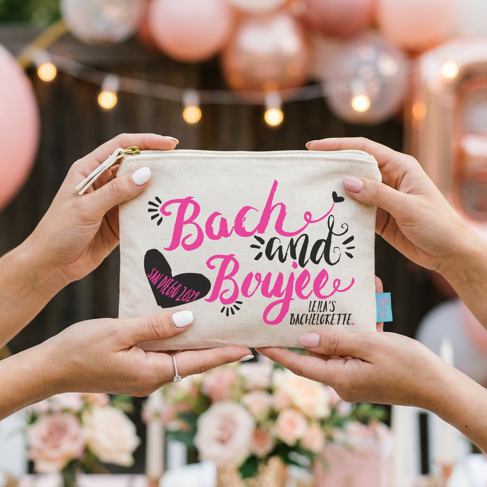 Personalized Canvas Makeup Bag for Bachelorette Parties by Ilu.Lily