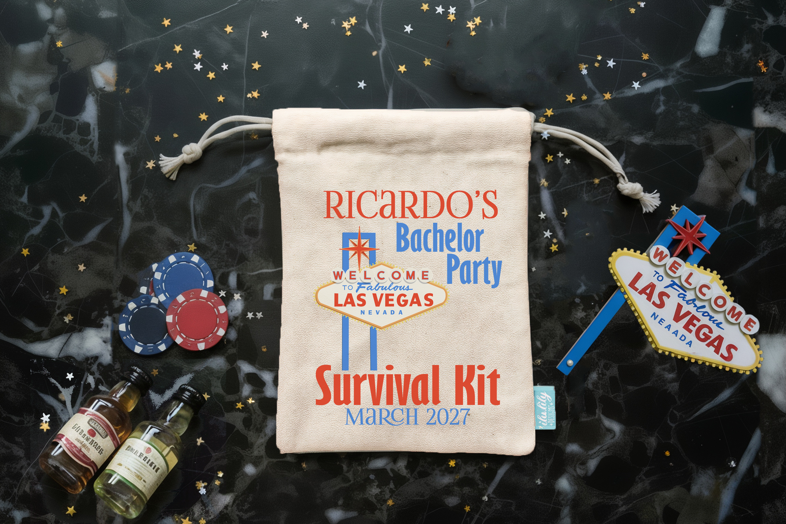 Vegas Personalized Party Favor Bag for Bachelor Parties by Ilu.Lily