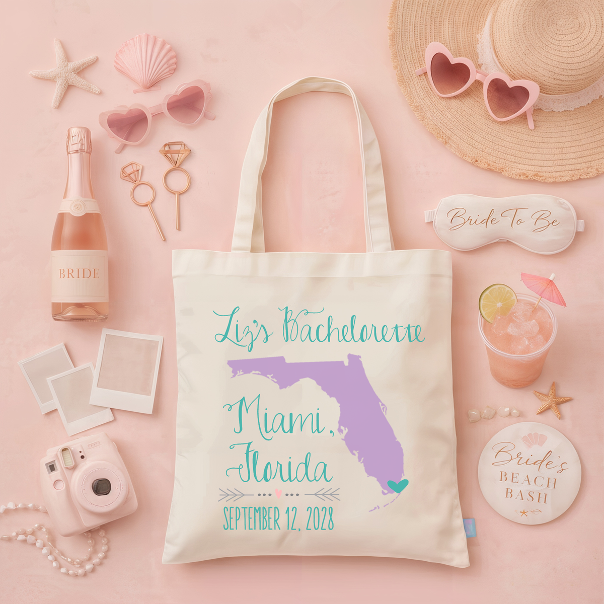 Personalized Canvas Tote Bag for Bachelorette Parties by Ilu.Lily