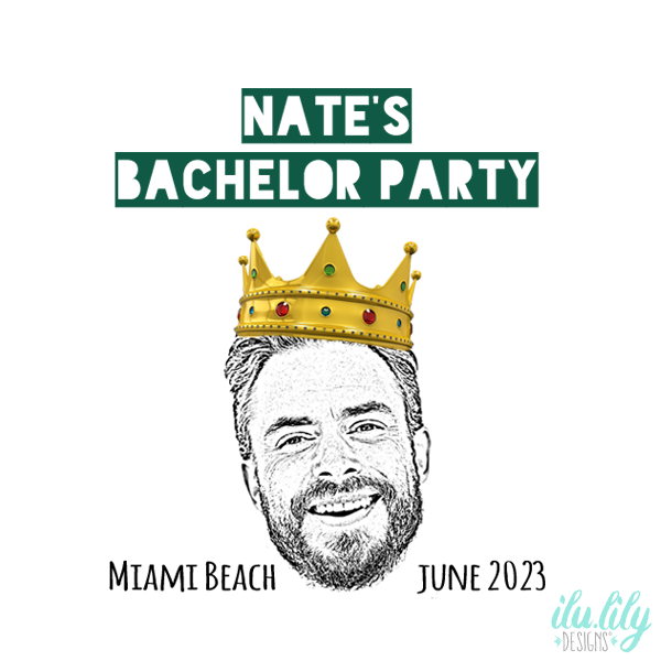 Bachelor Party Shirt | Custom Crown Photo Bachelor Party Grey T-Shirt