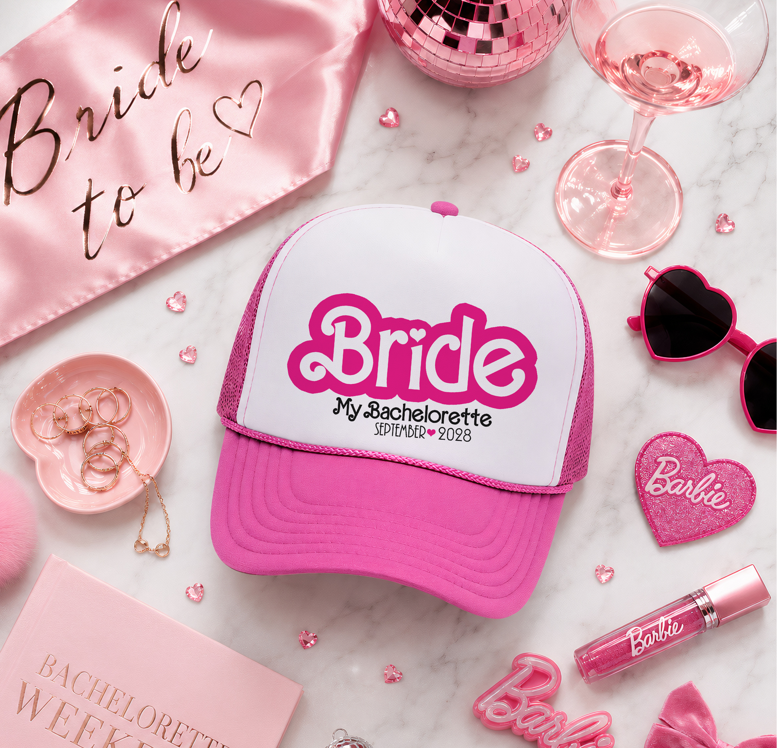 Barbie Custom Trucker Hat for Bachelorette Parties by Ilu.Lily