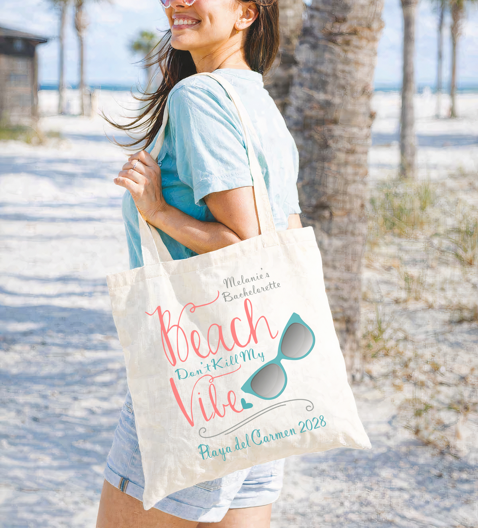 Bachelorette Party Tote Bag | Destination Bachelorette Favors | Beach Don't Kill My Vibe