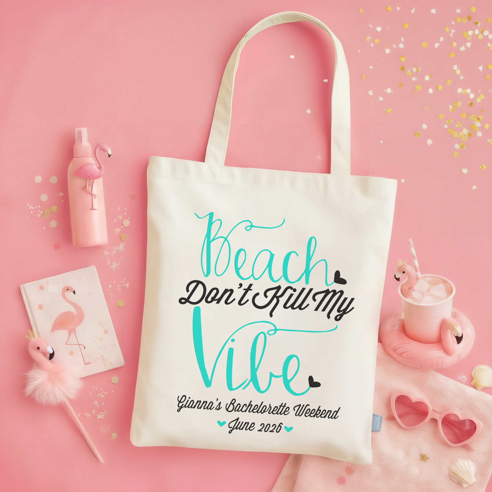 Beach Personalized Canvas Tote Bag for Bachelorette Parties by Ilu.Lily