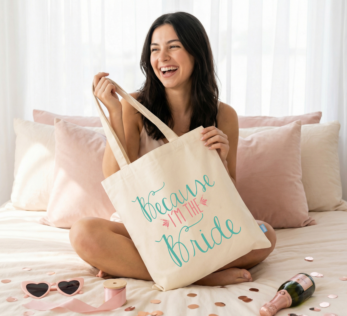 Personalized Canvas Tote Bag for Brides by Ilu.Lily