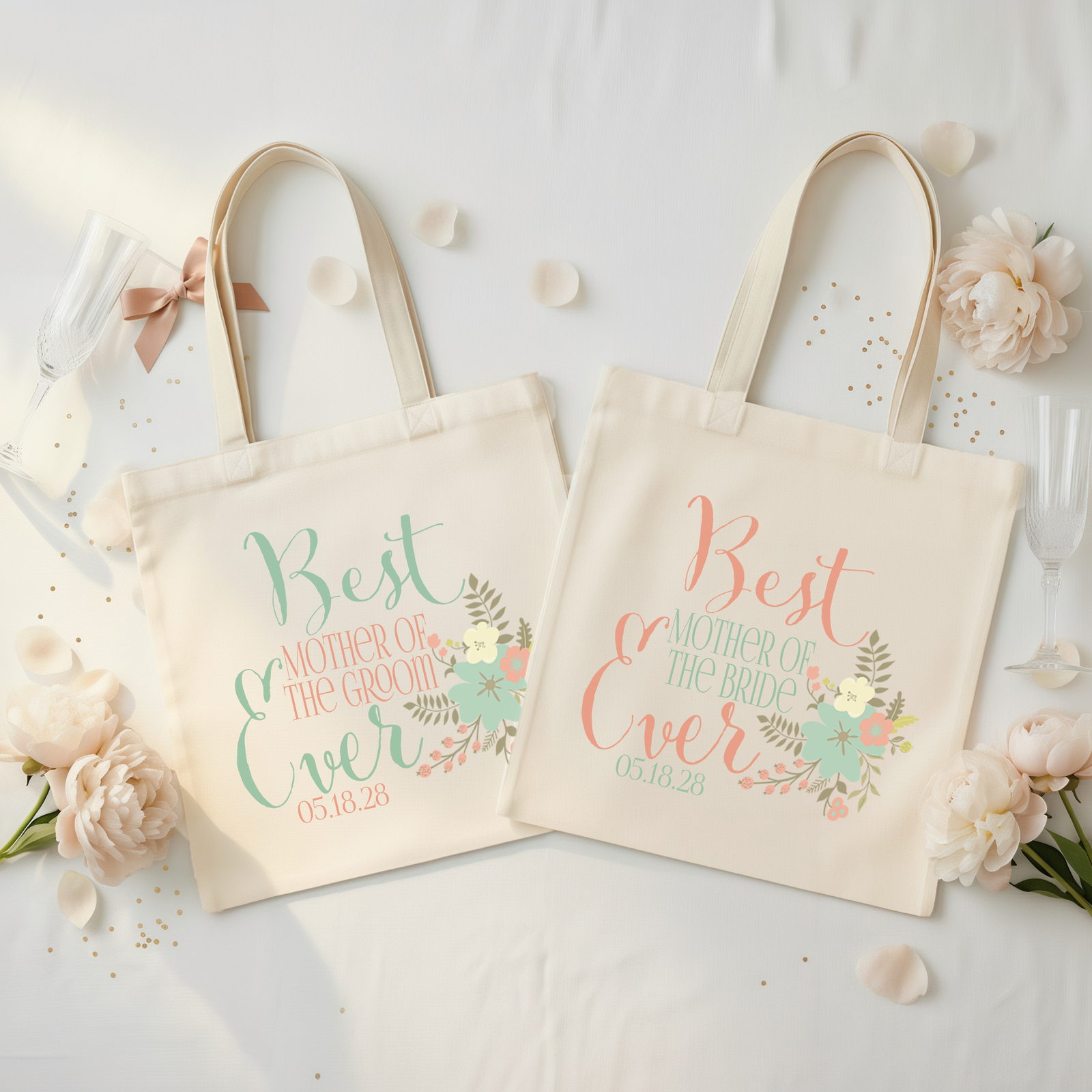 Personalized Canvas Tote Bag for Brides by Ilu.Lily