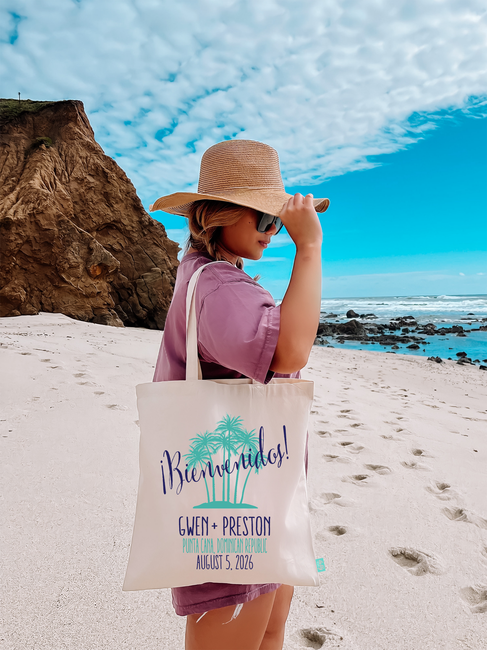 Destination Wedding Welcome Tote Bags | Personalized Wedding Tote Bag | Bienvenidos