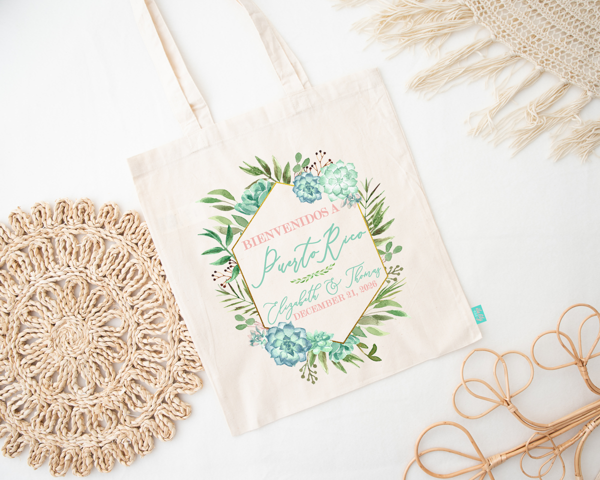 Destination Wedding Tote Bag | Wedding Welcome Bags | Bienvenidos A Puerto Rico