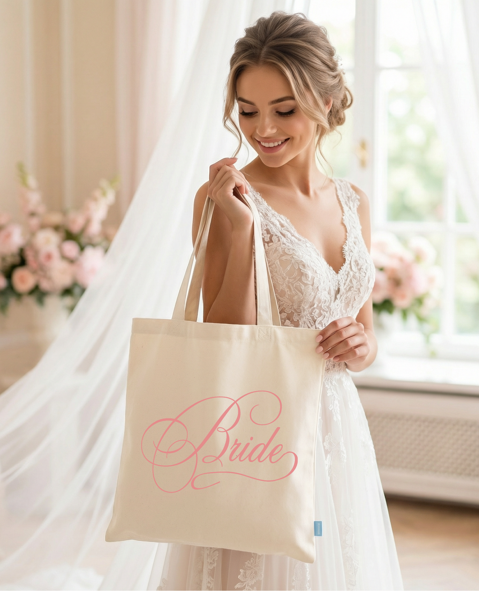 Personalized Canvas Tote Bag for Brides by Ilu.Lily