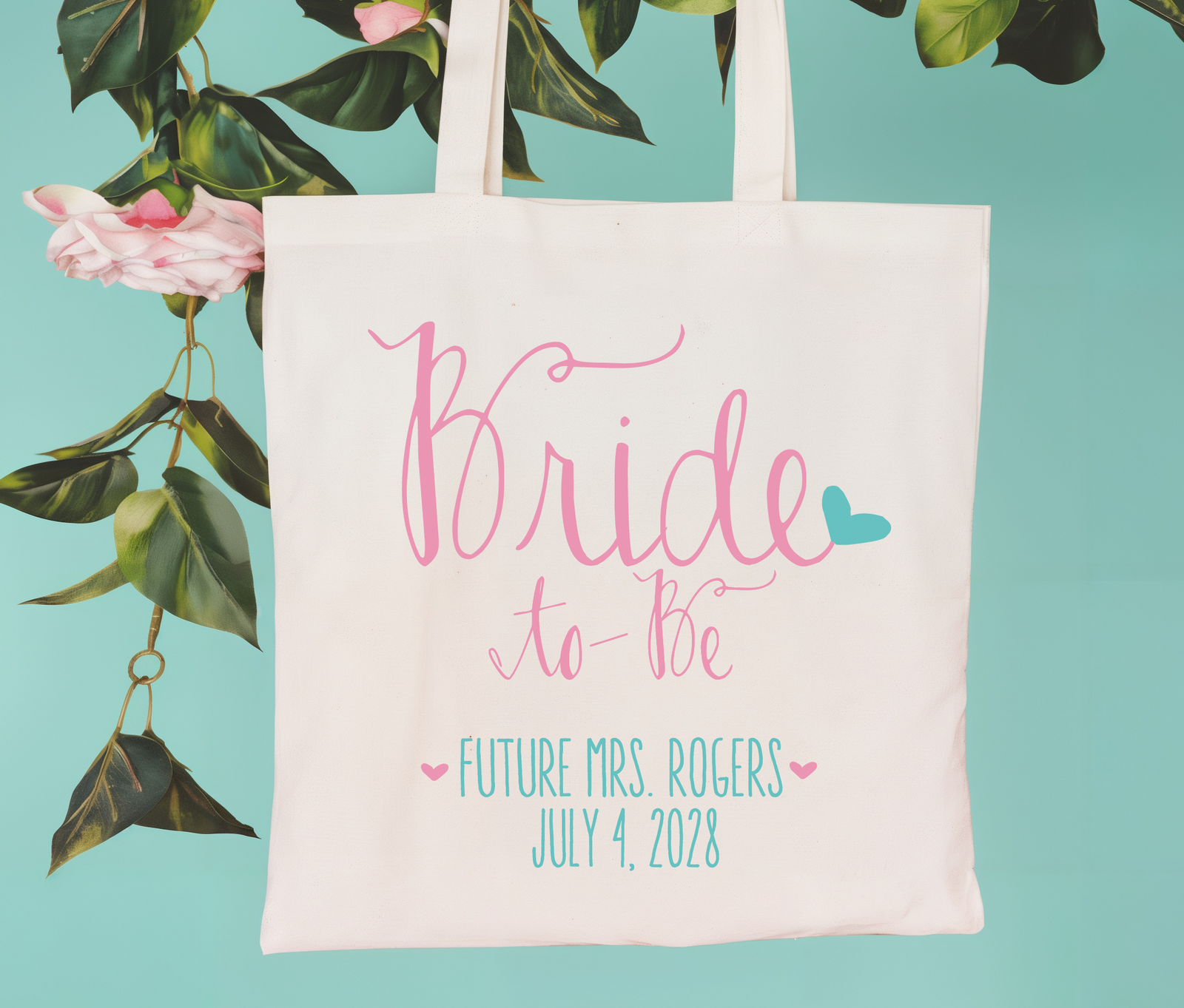 Personalized Canvas Tote Bag for Brides by Ilu.Lily