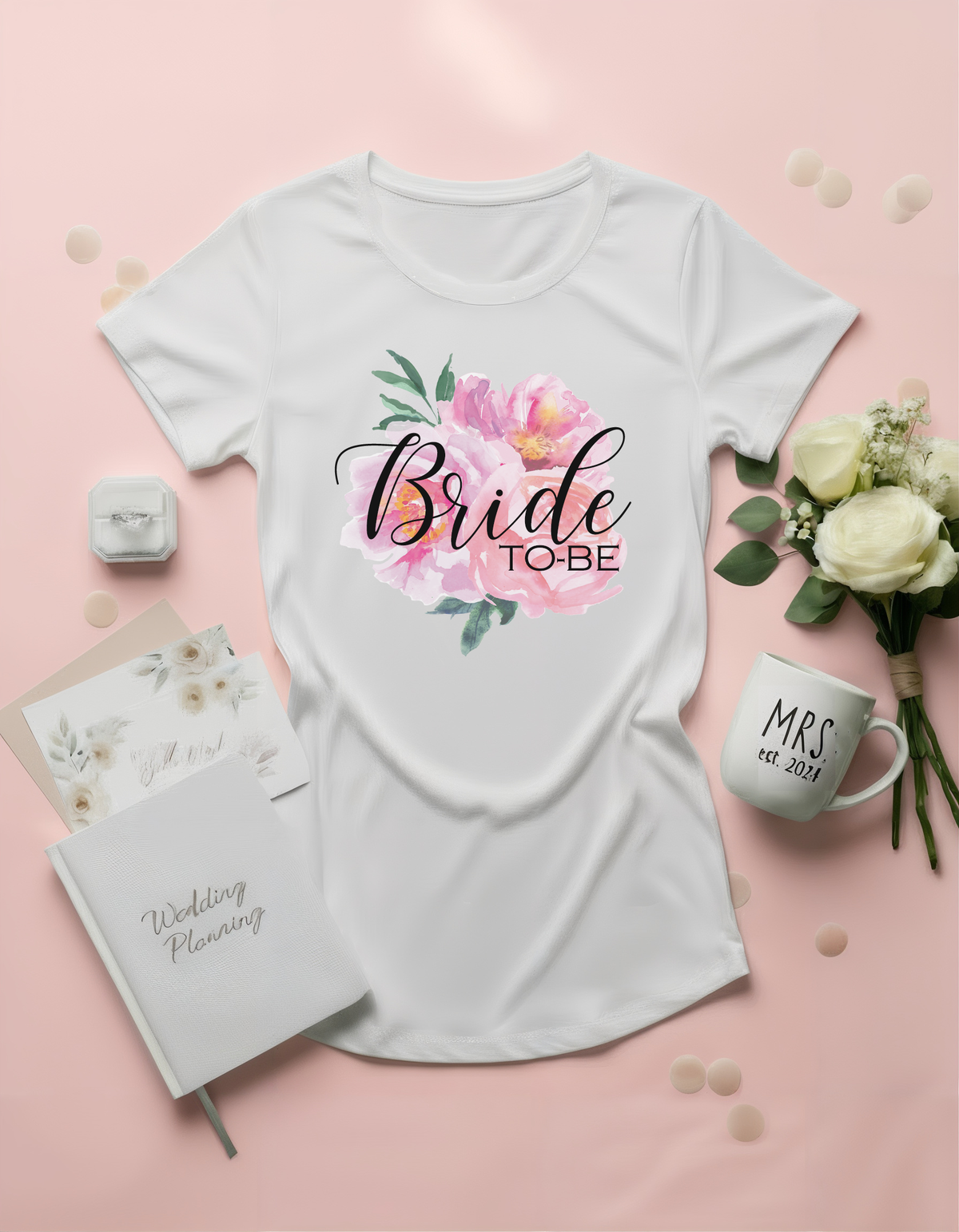 Bride Floral T-Shirt - Personalized Bridal Party Shirts | Fashion Fit Tee