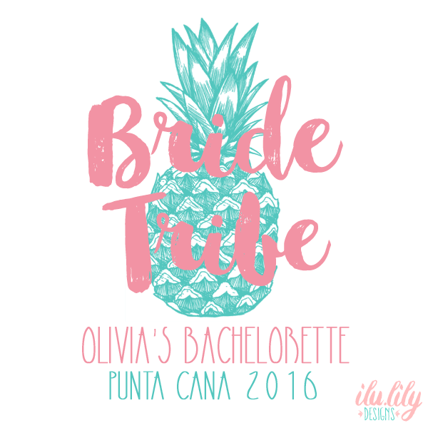 Pineapple Personalized Canvas Tote Bag for Bachelorette Parties by Ilu.Lily