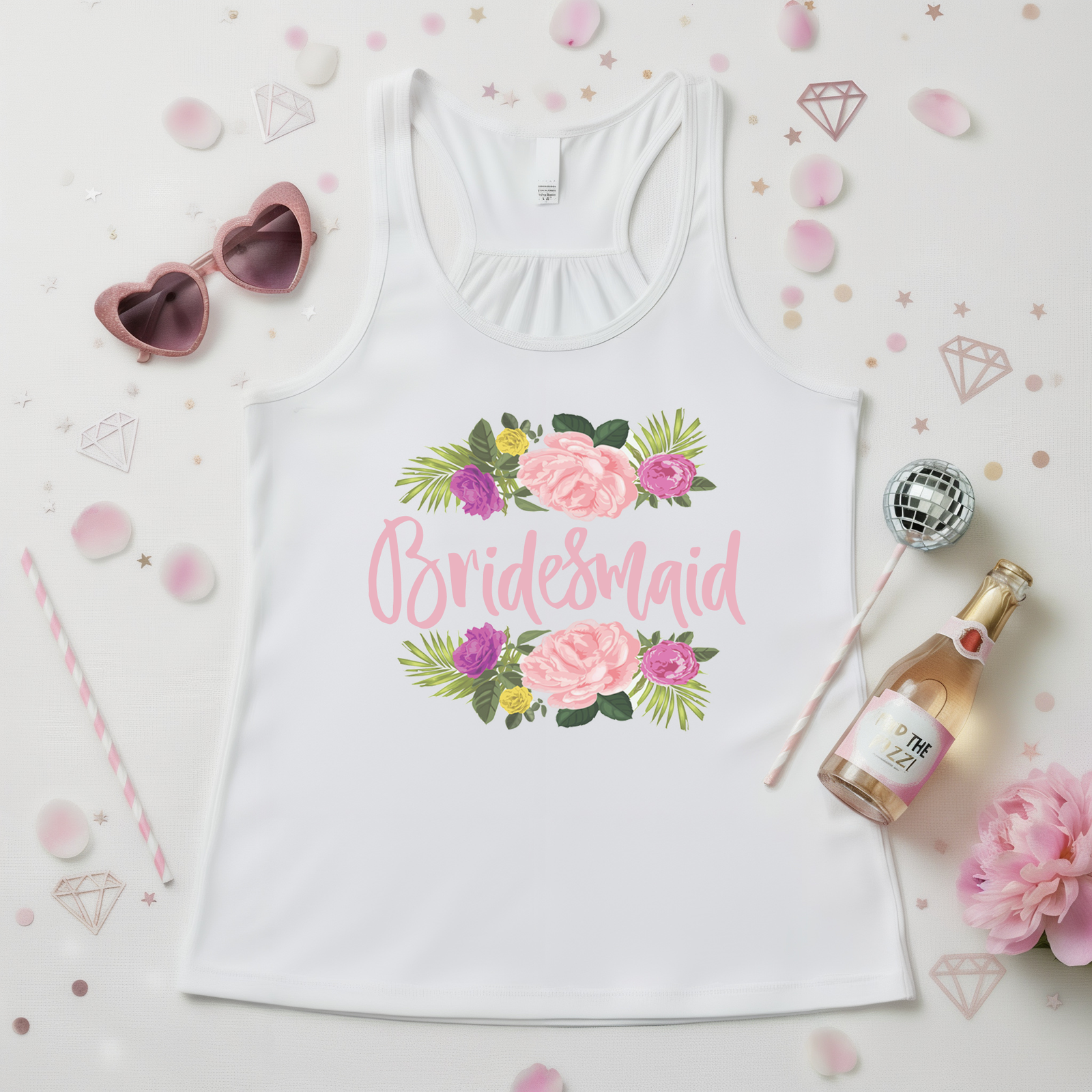 Bridal Party Racerback Tank Top | Floral Bridesmaid