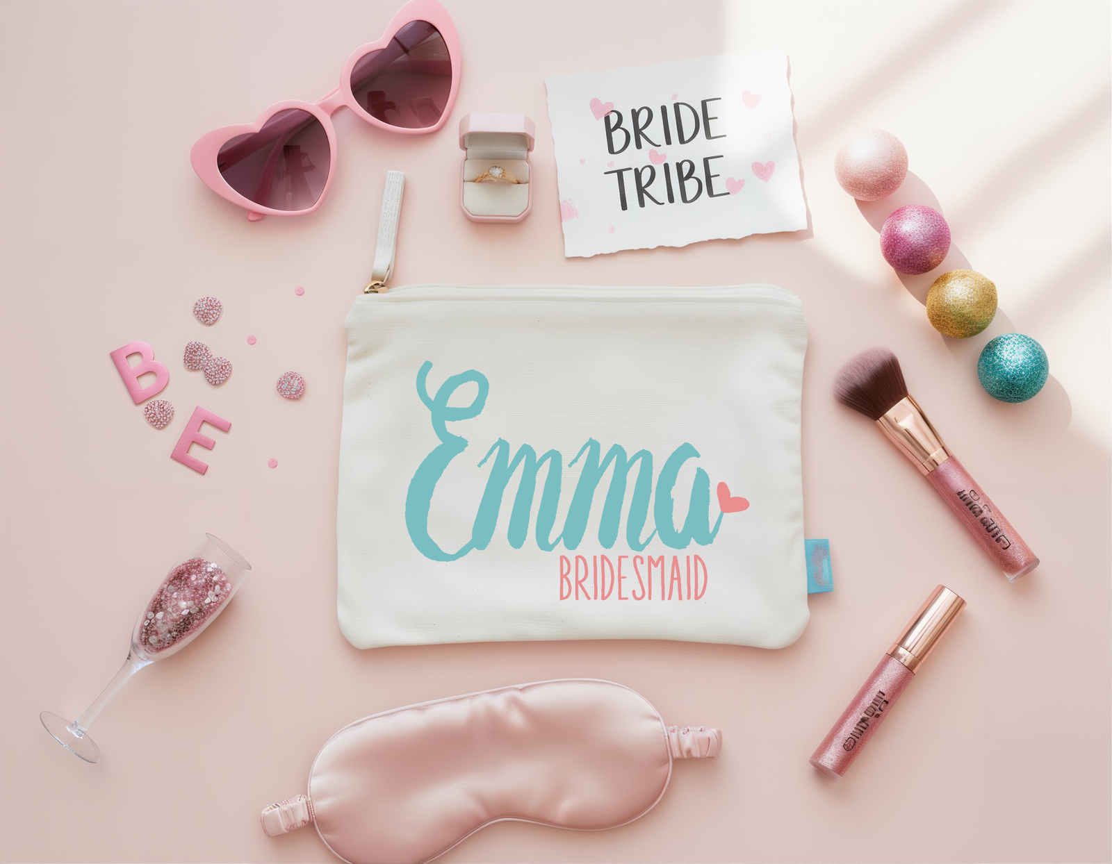Personalized Canvas Makeup Bag for Brides by Ilu.Lily