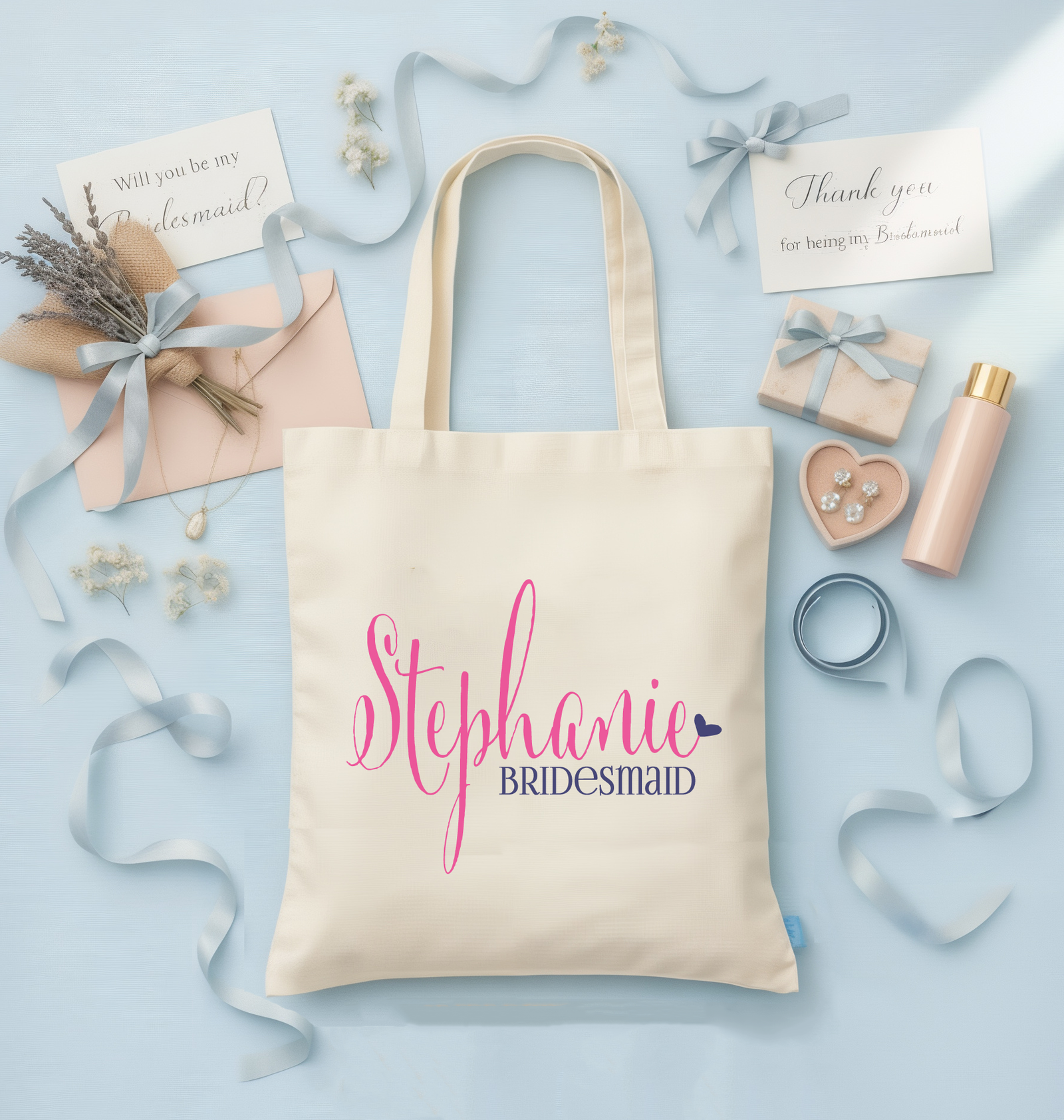 Bridesmaid Tote Bag | Personalized Gift for Bridesmaids | Personalized Heart