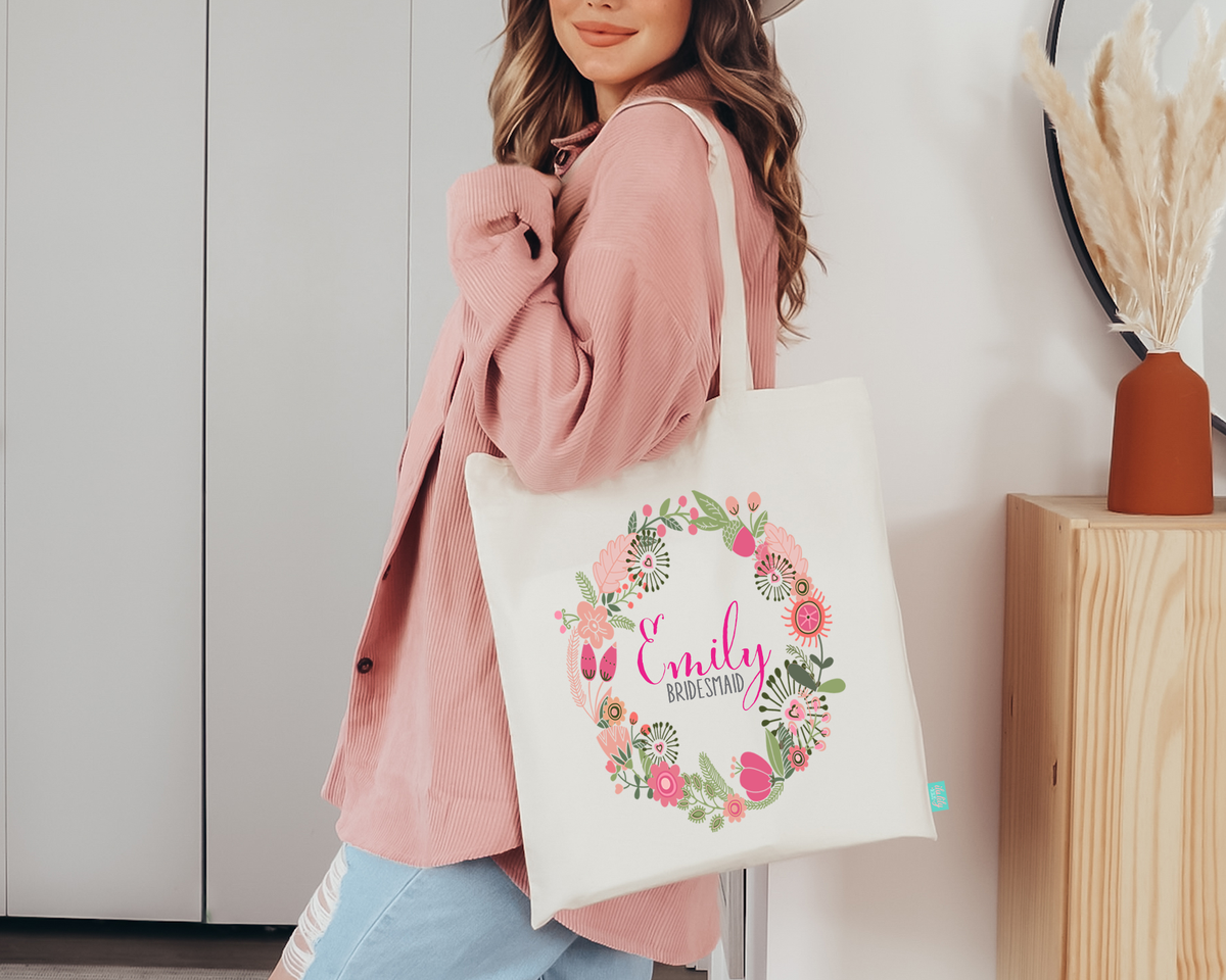 Bridesmaid Wedding Tote Bag | Floral Wreath