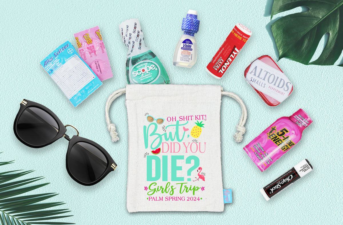 Bachelorette Hangover Kit | Bachelorette Party Favor Bags | But Did You Die Tropical