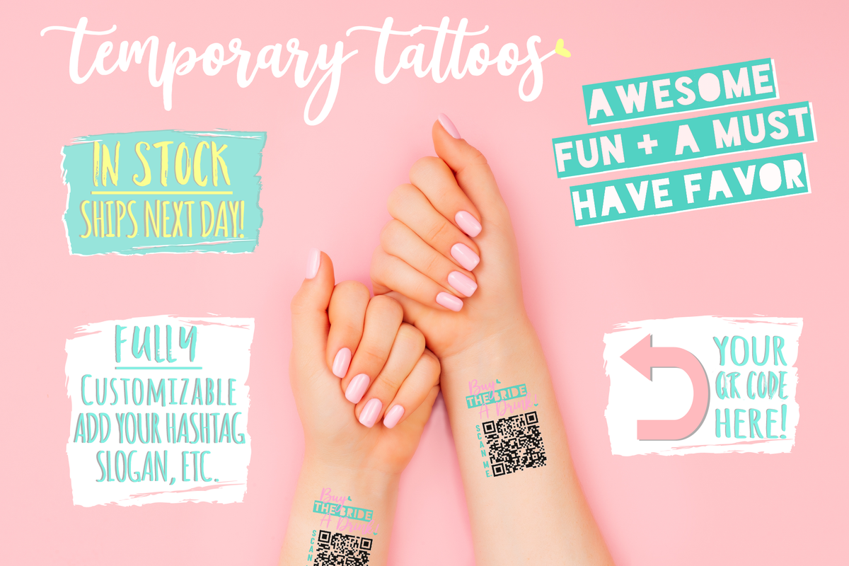 Custom Temporary Tattoo Bachelorette Party Favors | Buy the Bride a Drink!