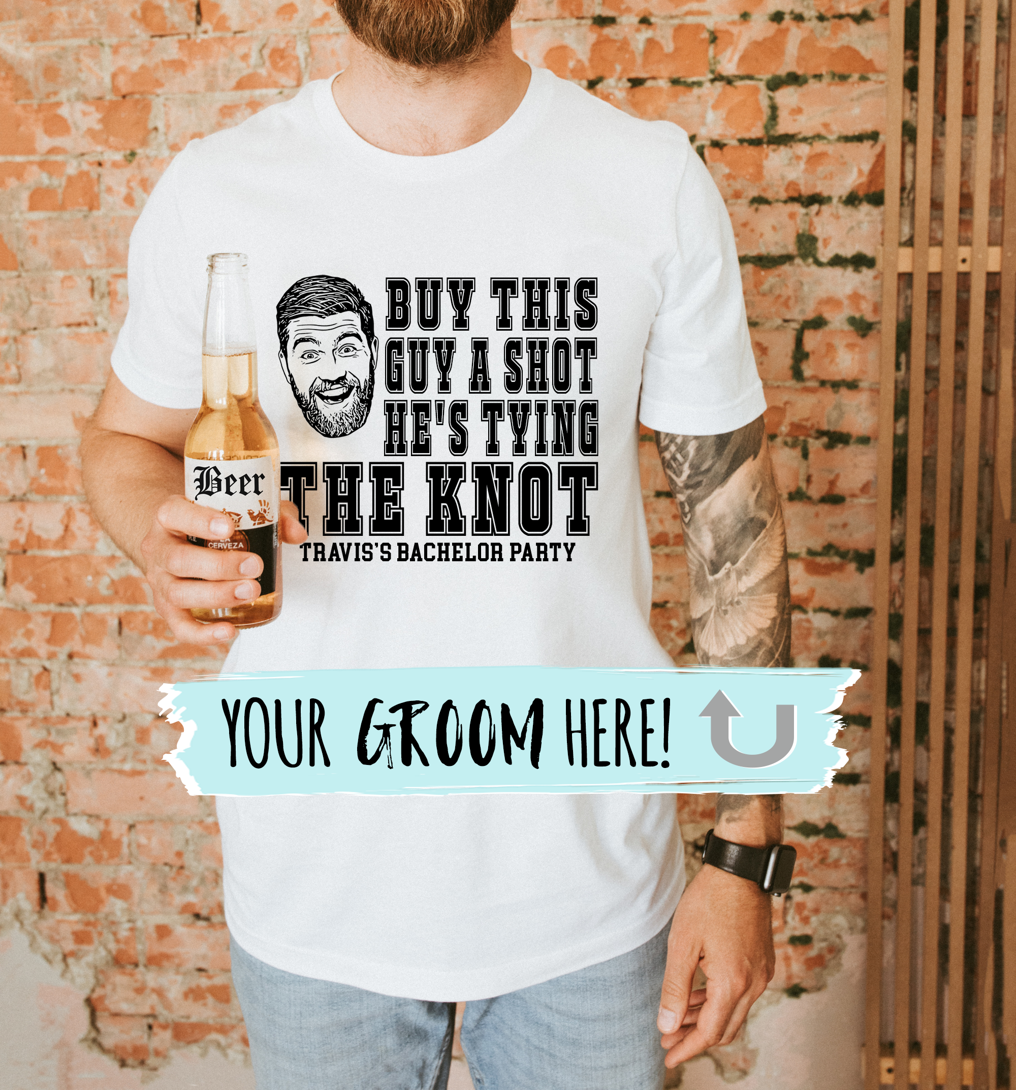 Funny Bachelor Party Shirt | Custom Photo | If You See This Guy Buy Him A Shot