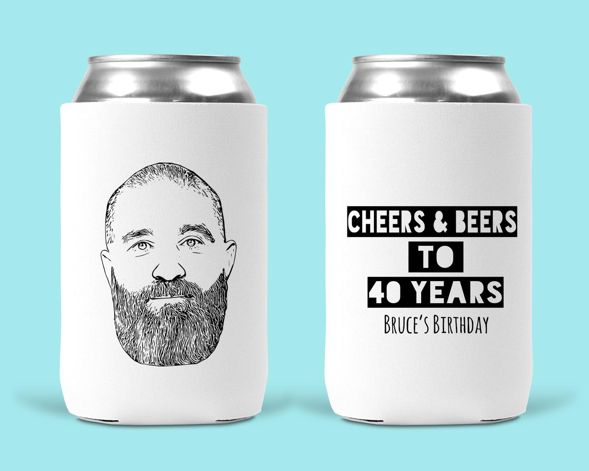 Custom Birthday Koozie - Personalized Can Cooler | Party Can Cozy with Custom Caricature