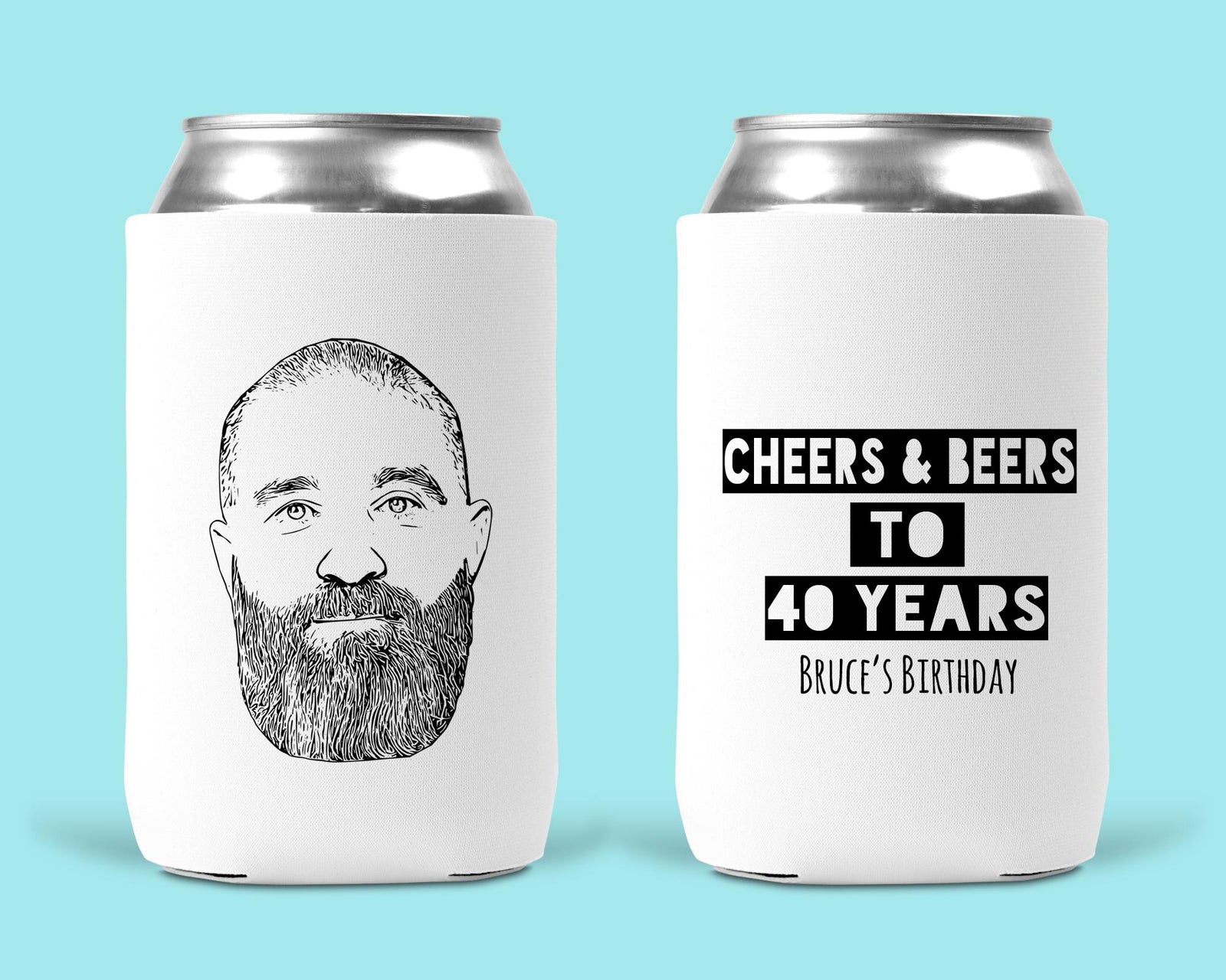 Custom Birthday Koozie - Personalized Can Cooler | Party Can Cozy with Custom Caricature