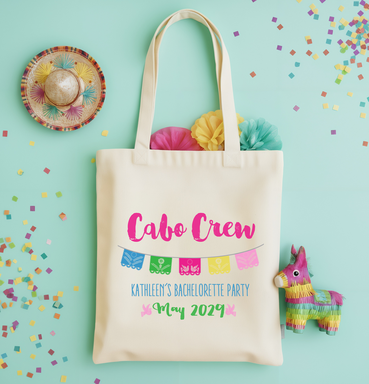 Mexico Personalized Canvas Tote Bag for Bachelorette Parties by Ilu.Lily