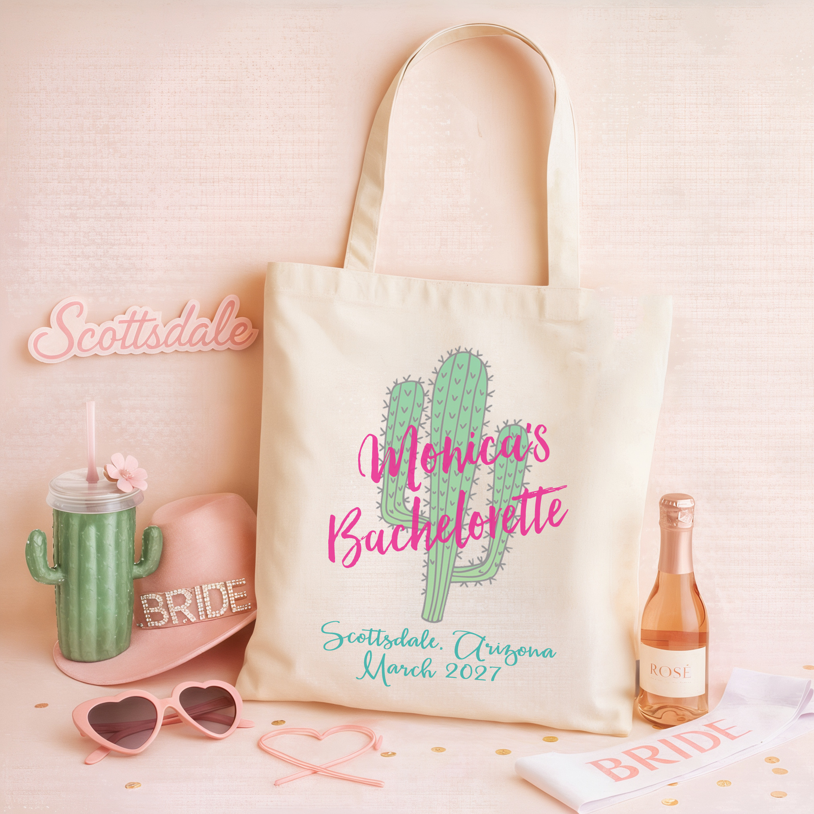 Scottsdale Personalized Canvas Tote Bag for Bachelorette Parties by Ilu.Lily
