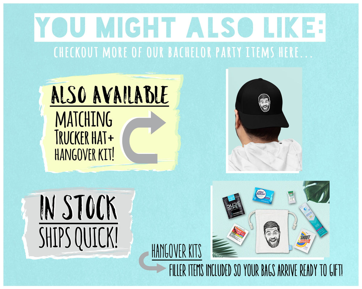 Bachelor Party Shirt - Custom Caricature Groomsmen Gift Cotton Black T-Shirt