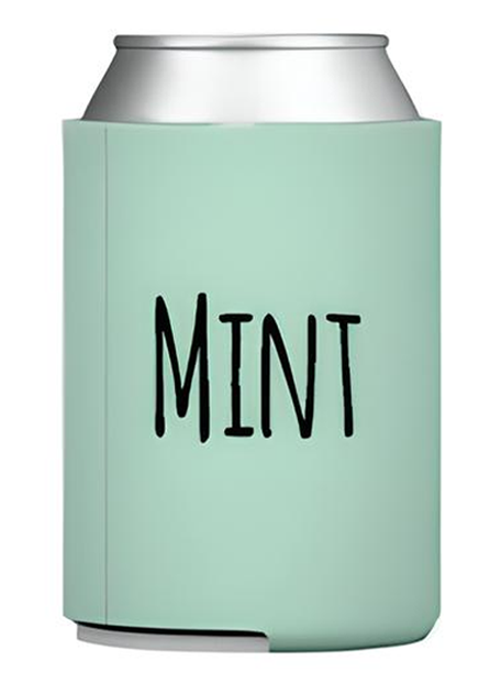 A mint-colored can with the word "MINT" printed on it in black text.