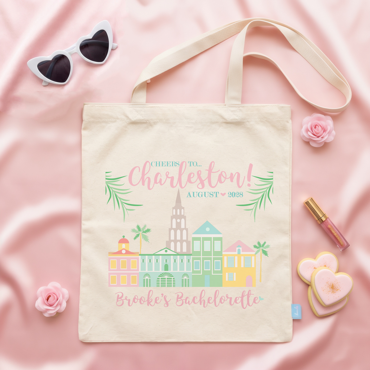 Charleston Personalized Canvas Tote Bag for Bachelorette Parties by Ilu.Lily