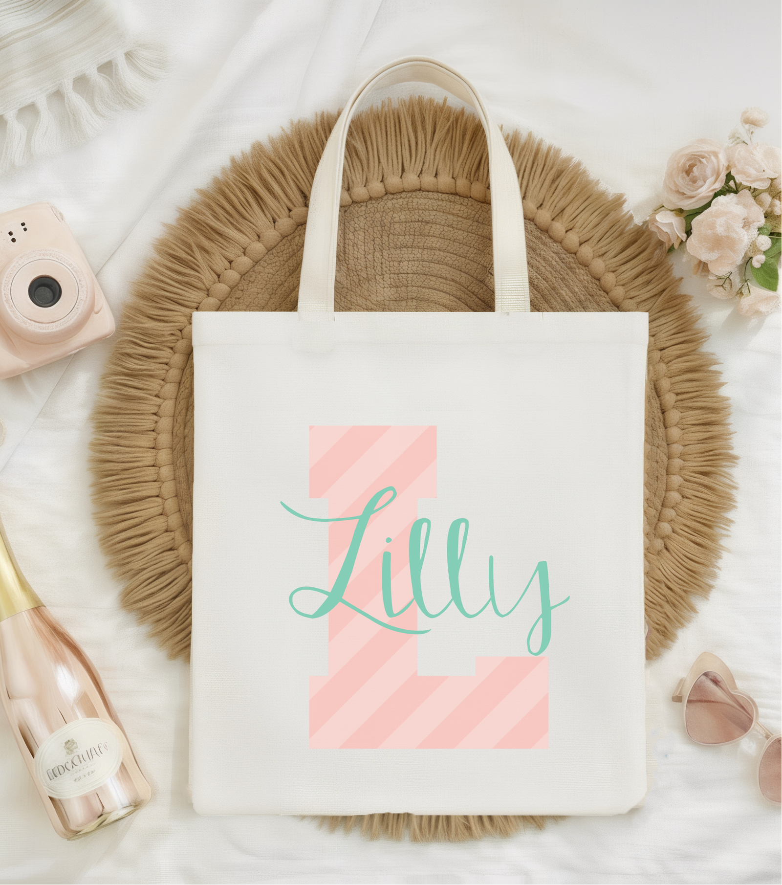 Personalized Canvas Tote Bag for Brides by Ilu.Lily