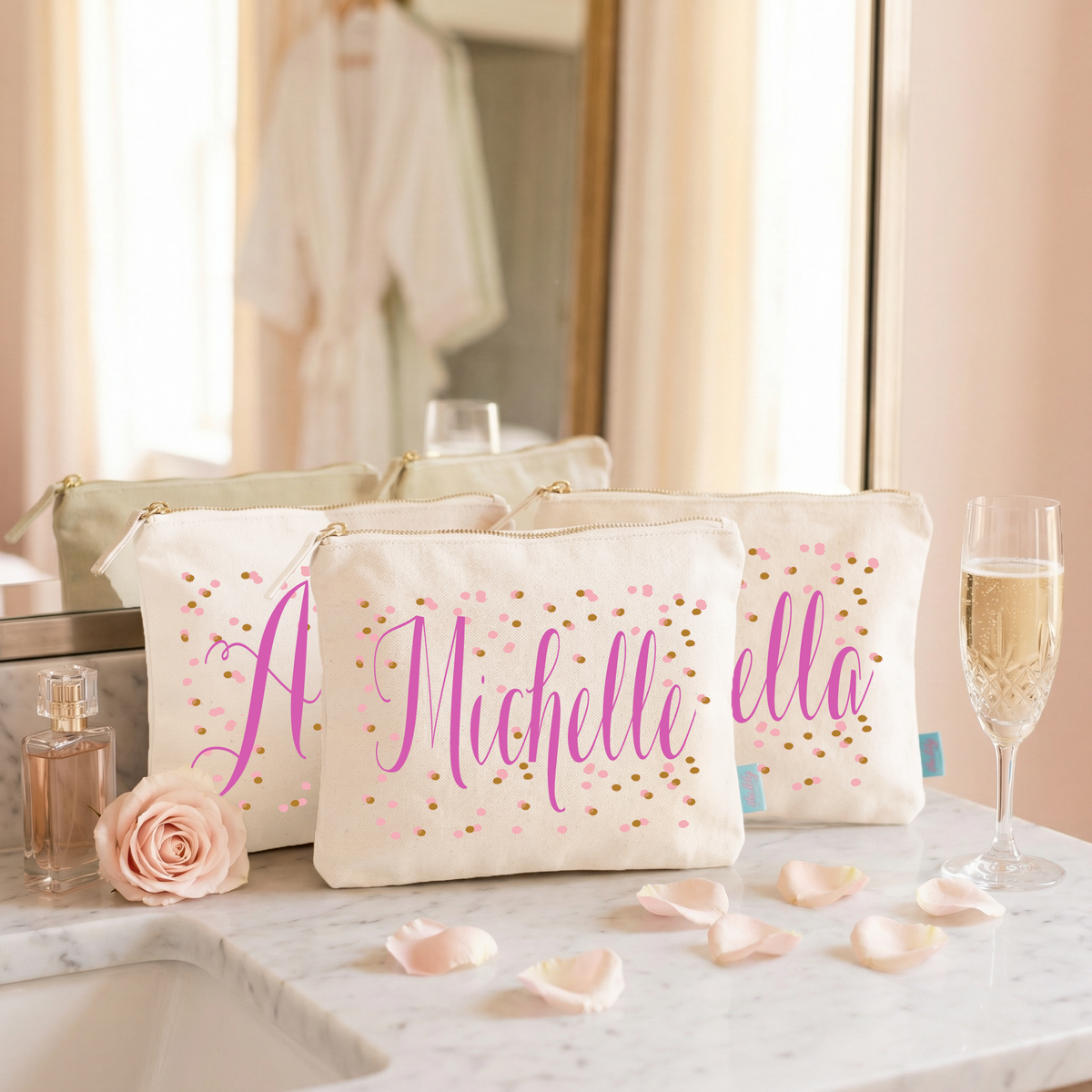 Personalized Canvas Makeup Bag for Brides by Ilu.Lily