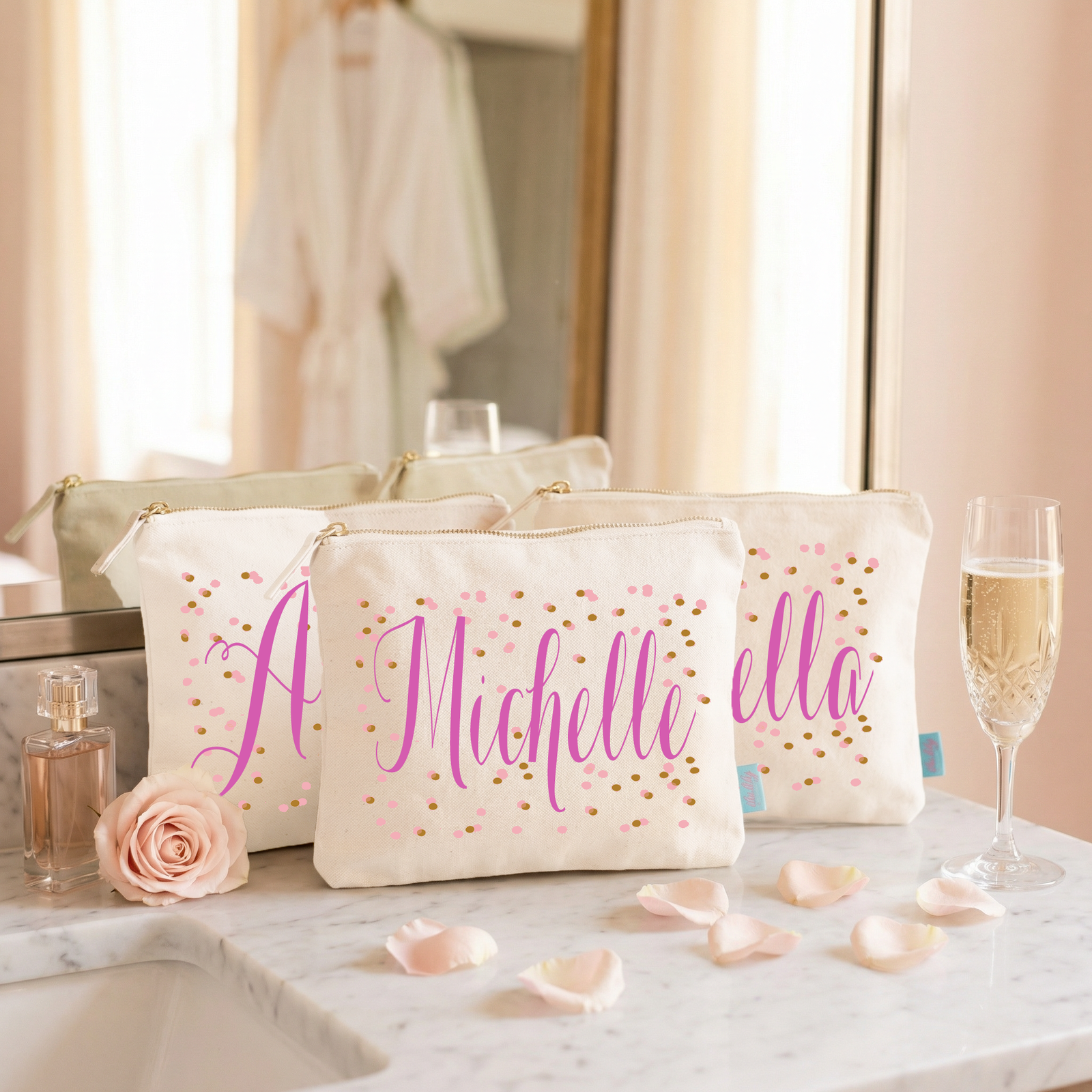 Personalized Canvas Makeup Bag for Brides by Ilu.Lily