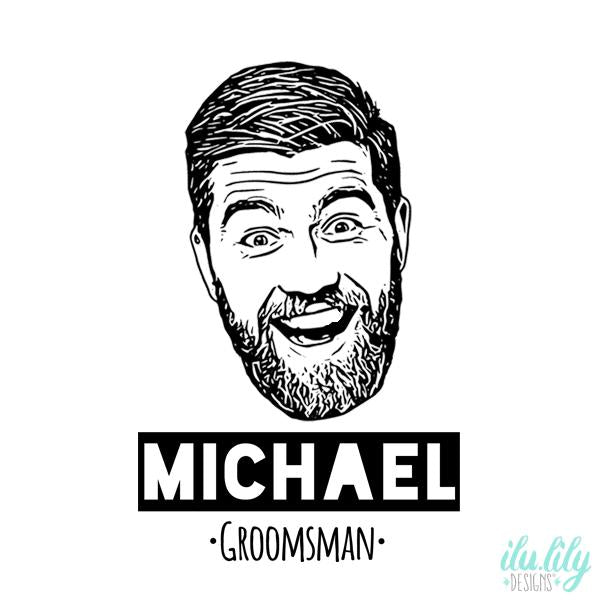 Custom Caricature Flask – Personalized Stainless Steel Party Favor for Groomsmen Bachelor Party