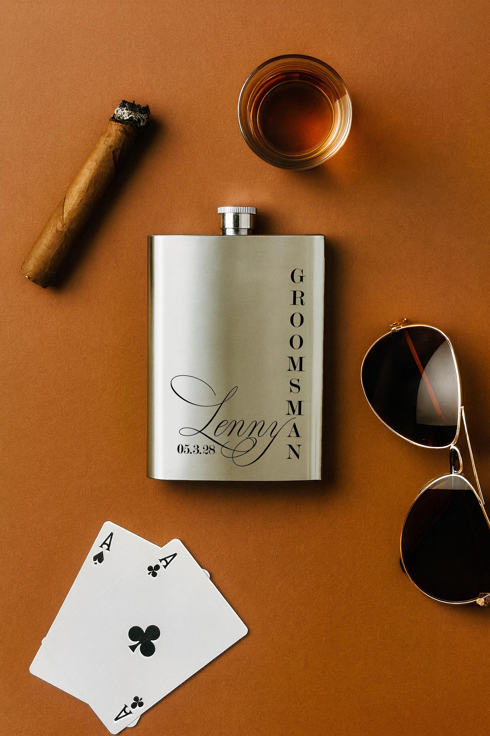 Personalized Flask - Custom Stainless Steel Flask | Groomsmen Gift & Wedding Keepsake