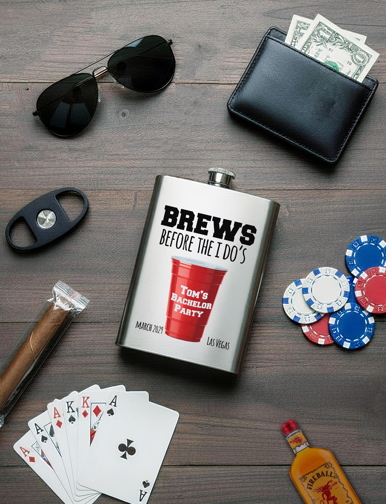 Personalized Flask | Brews Before I Do Flask Gift - Custom Party Favor & Bachelor Party Keepsake