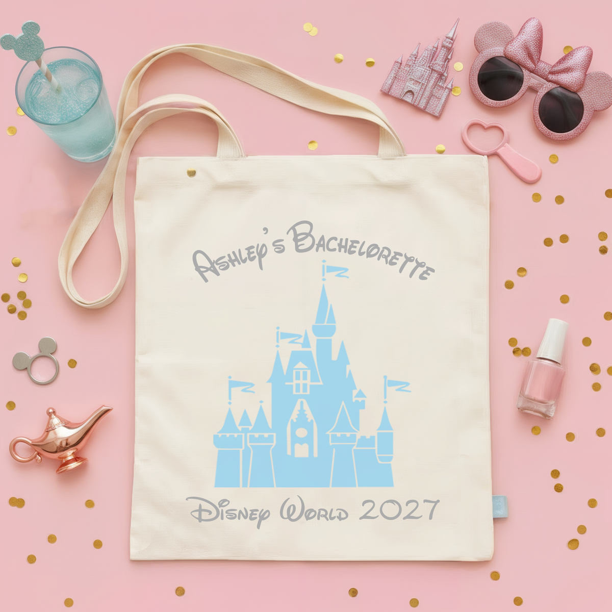 Disney Personalized Canvas Tote Bag for Bachelorette Parties by Ilu.Lily