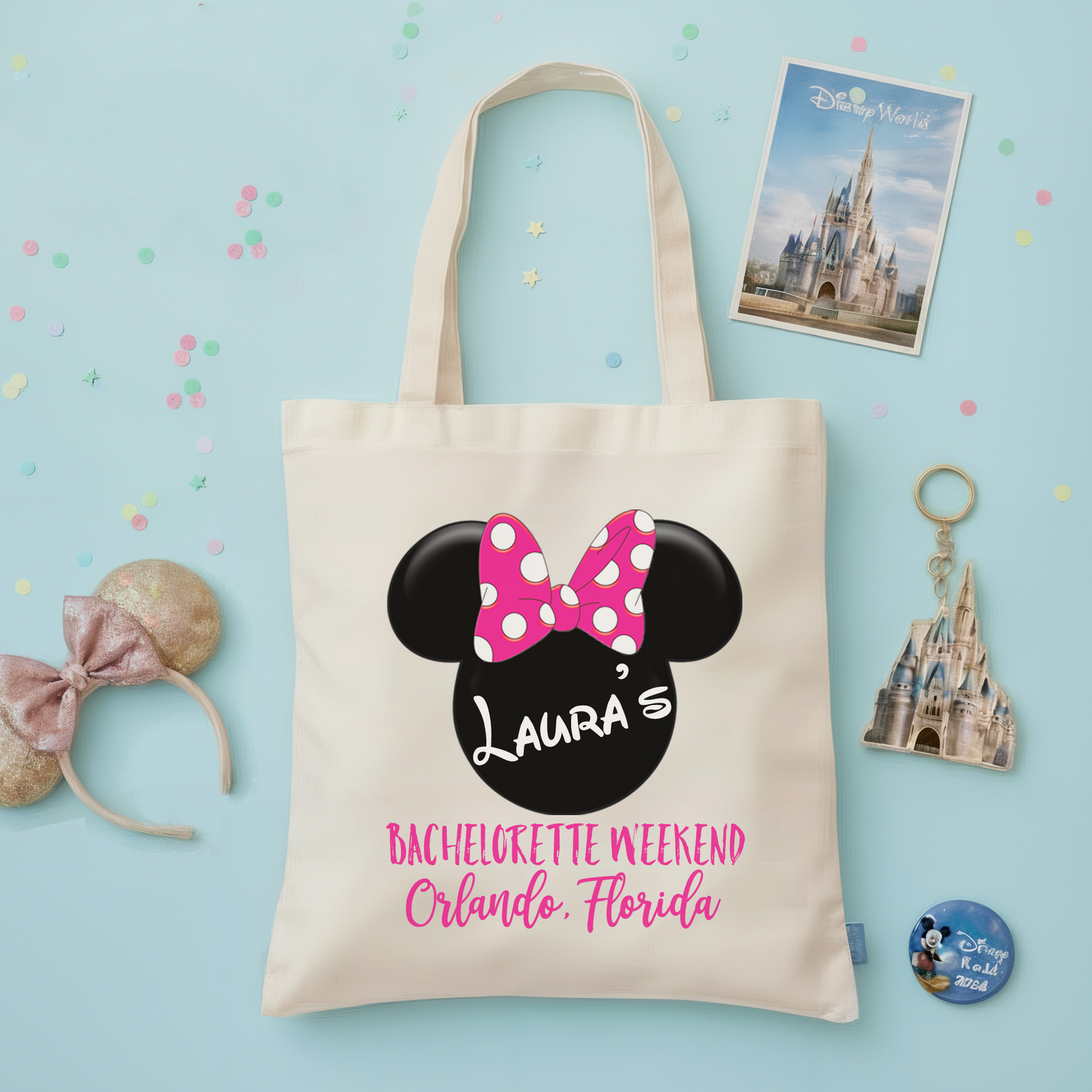 Disney Personalized Canvas Tote Bag for Bachelorette Parties by Ilu.Lily