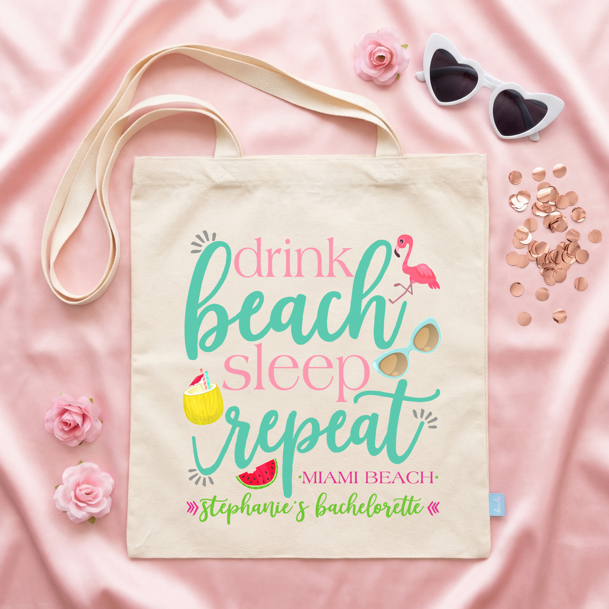 Bachelorette Party Tote Bags | Bachelorette Party Favors | Drink Beach Sleep Repeat