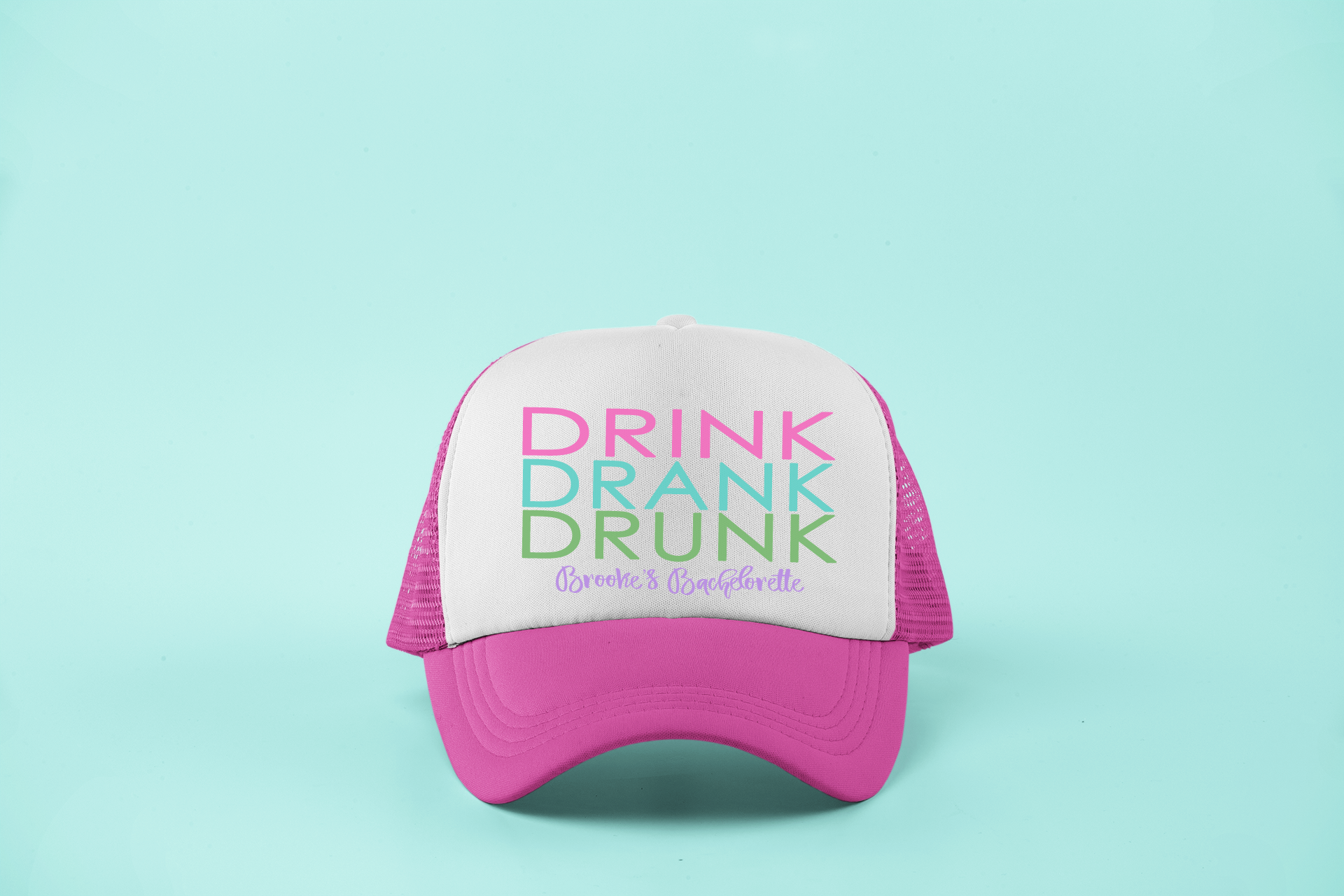 Bachelorette Party Trucker Hats | Custom Party Trucker Hat | Drink Drank Drunk