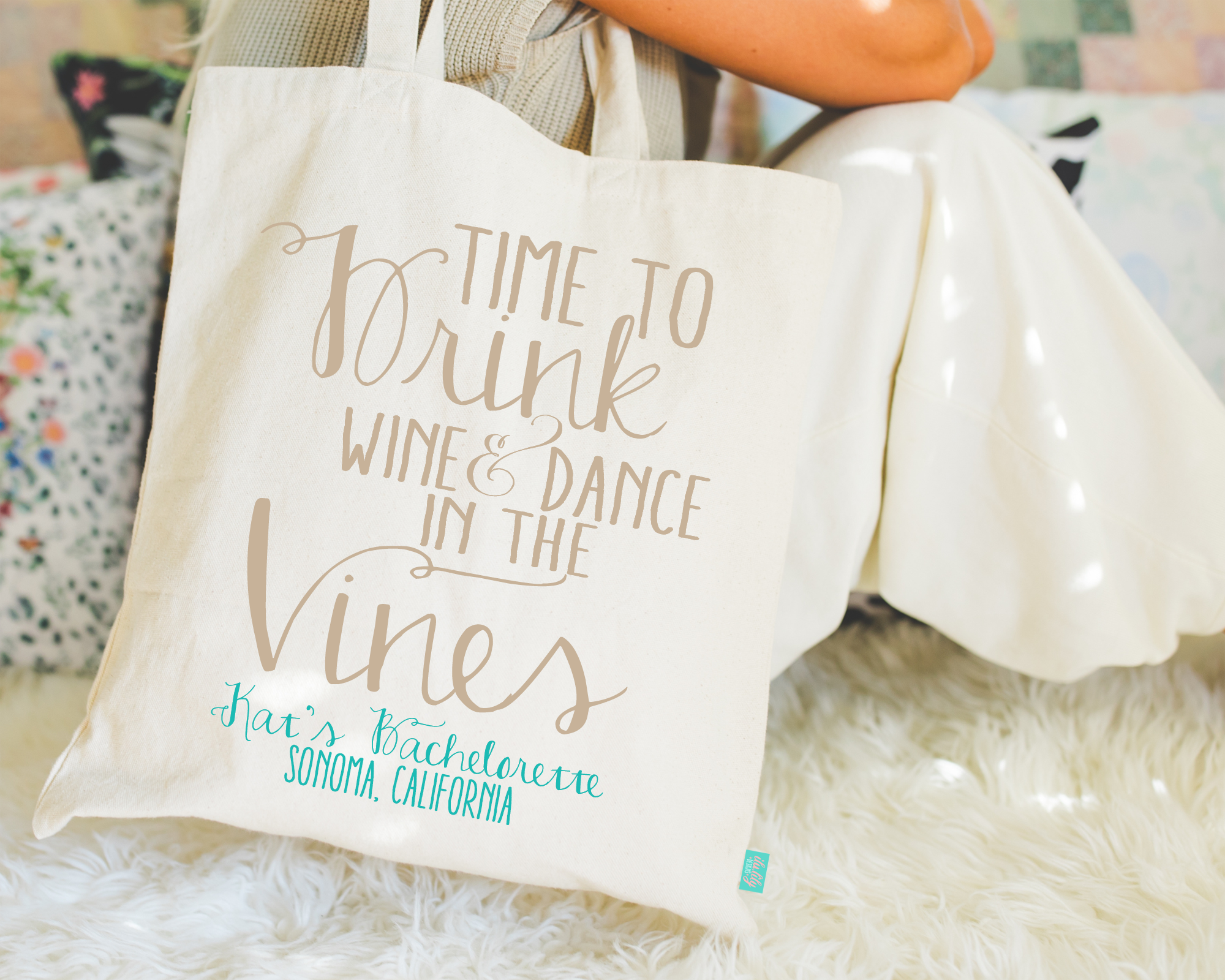 Bachelorette Party Tote Bag | Wine Tasting Bachelorette | Time to Drink Wine and Dance in the Vines