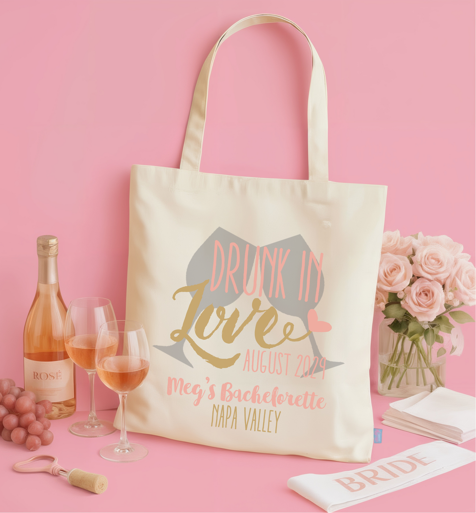 Personalized Canvas Tote Bag for Bachelorette Parties by Ilu.Lily