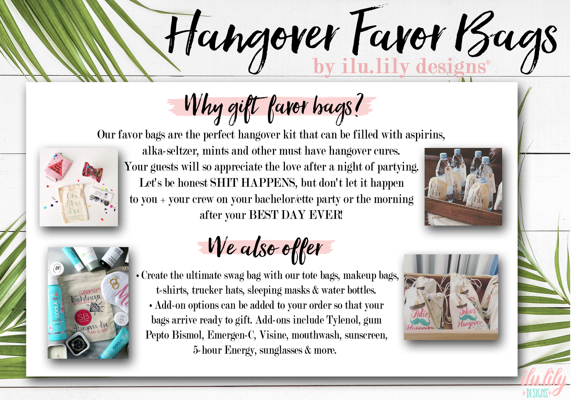 Bachelorette Hangover Kit Shake It Off | Bachelorette Party Favor Bags