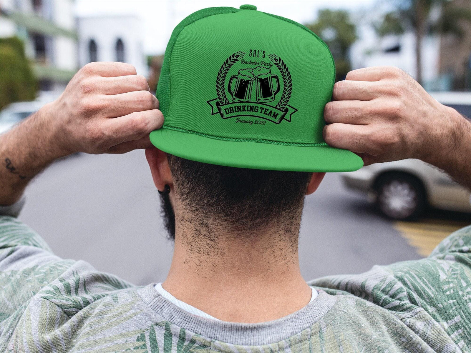 Custom Bachelor Party Hat - Personalized Snapback Adjustable Mesh Hat For Groomsmen