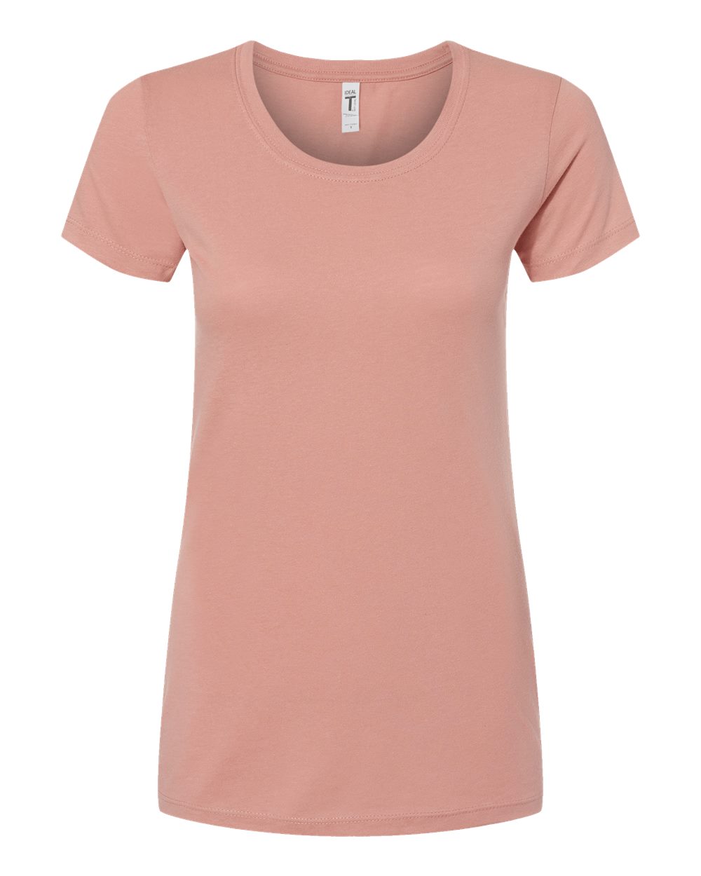 A simple, peach-colored t-shirt with short sleeves.