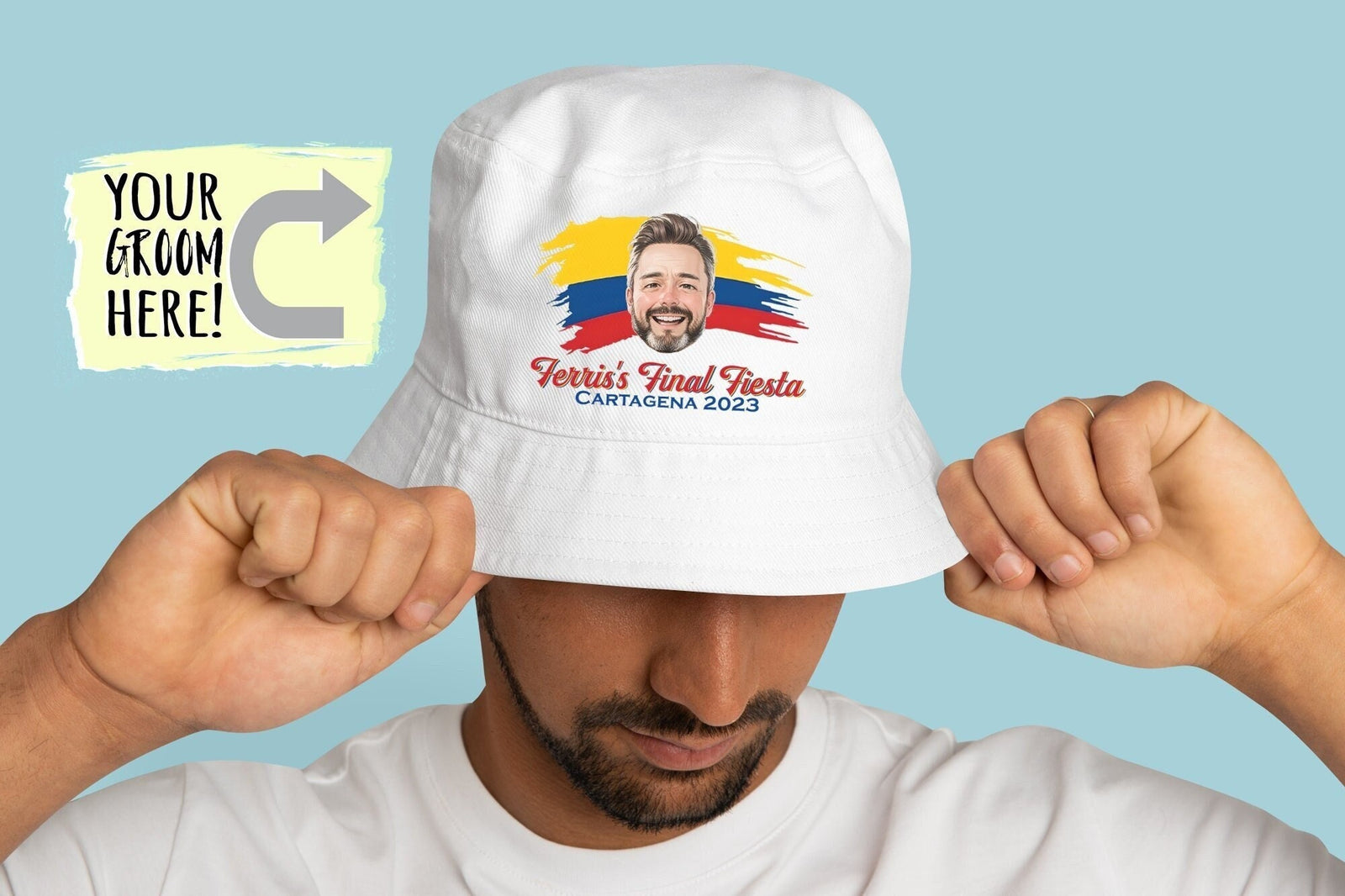 Bachelor Party Bucket Hat – Custom Caricature Groomsmen Hats | Personalized Short Brim