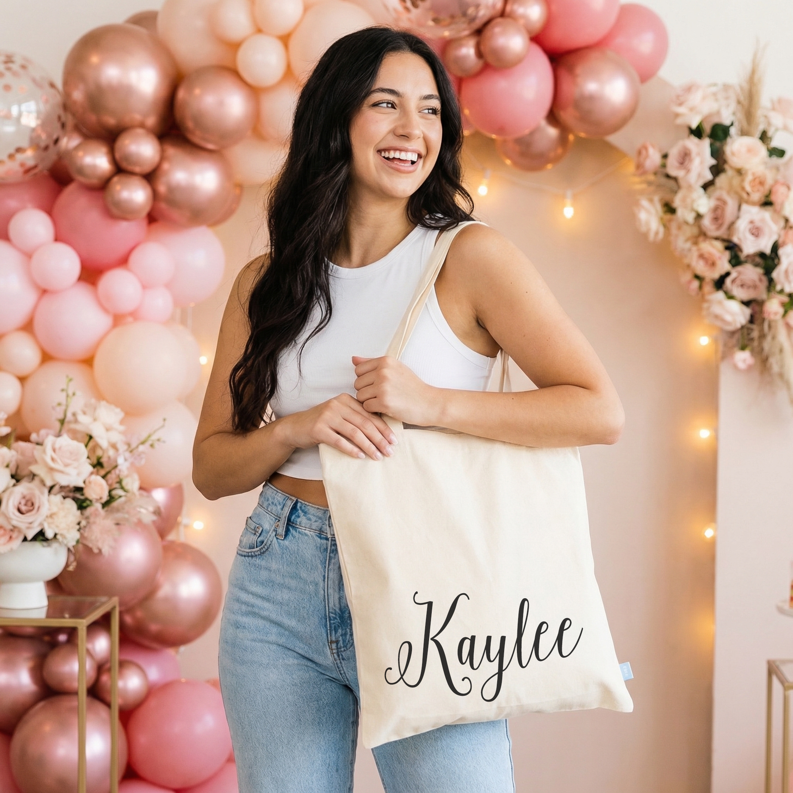 Bridal Party Tote Bag | Personalized Bottom Script