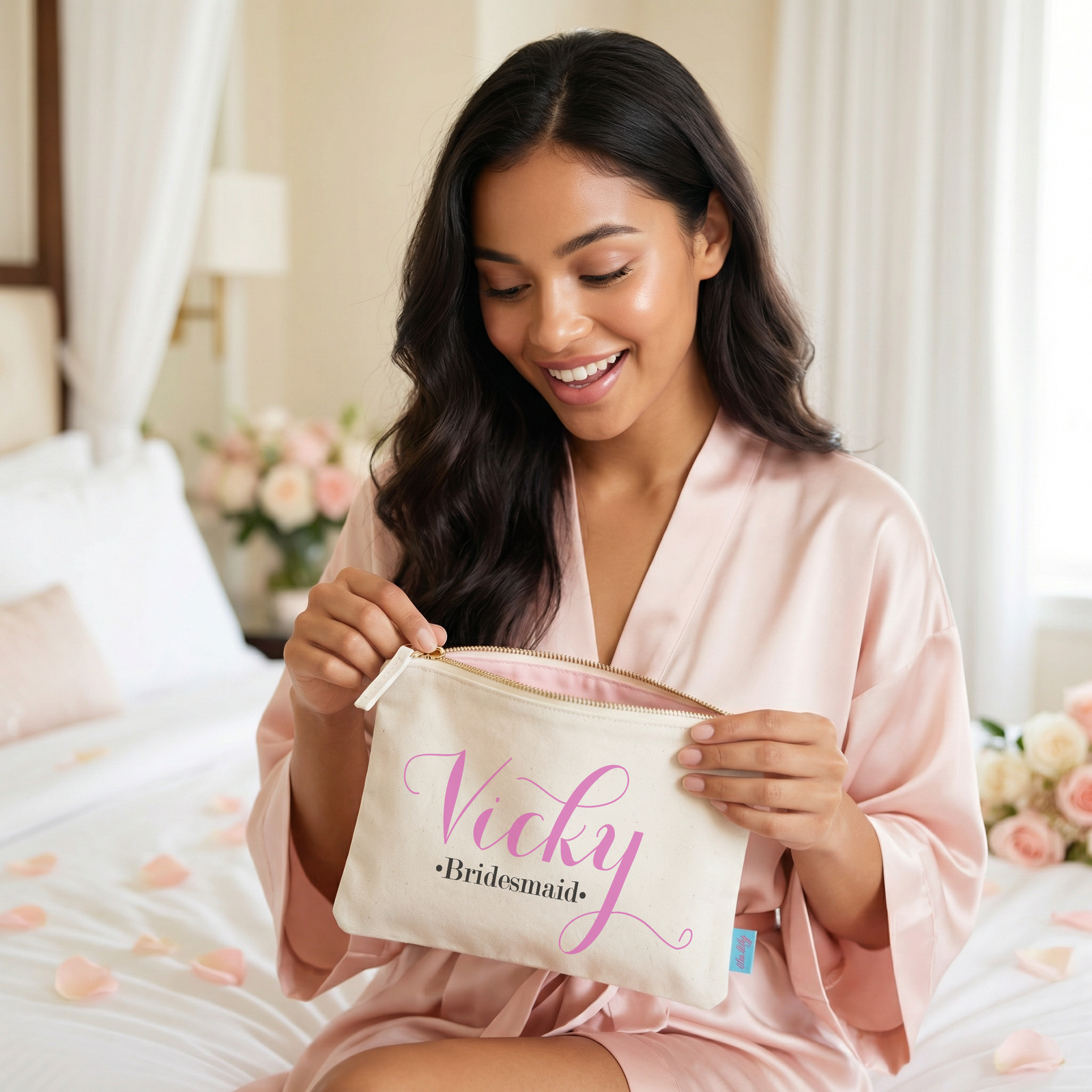 Personalized Canvas Makeup Bag for Bridesmaids by Ilu.Lily