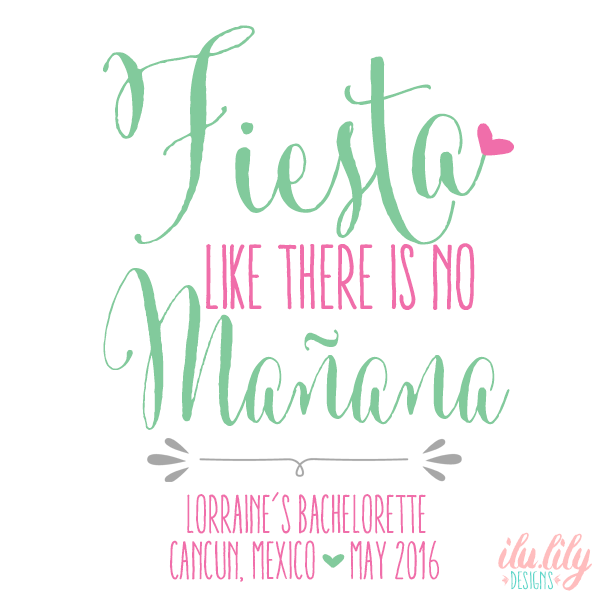 Fiesta Personalized Canvas Tote Bag for Bachelorette Parties by Ilu.Lily